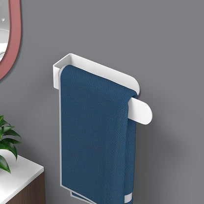 HUFEEOH Adhesive Hand Towel Holder, Kitchen Towel Rack Towel Bars Wall Mounted, Stainless Steel Bath Towel Holder for Bathroom Hotel Kitchen (8 inch, White)