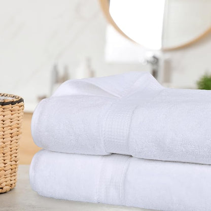 SUPERIOR Egyptian Cotton Pile Heavyweight Bath Sheet, 2 Piece Set, White | Highly Absorbent, Ultra Soft Luxury 800 GSM Towel Set for Bathroom, Shower, Hotel Essentials Oversize Plush Madeline Towels