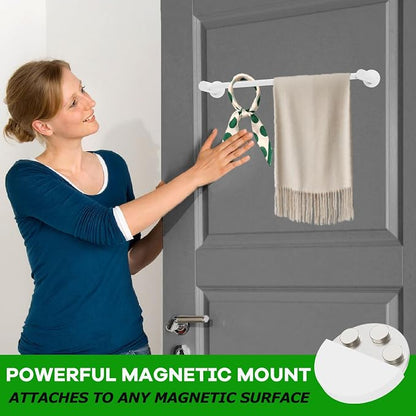 ULIBERMAGNET Magnetic Towel Holder, 1 Set Magnetic Towel Bar Holder with Adjustable Length, White Non-Slip Magnetic Towel Rod Rack for Refrigerator, Dishwasher, Oven, Laundry