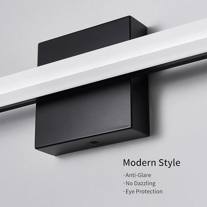 Modern LED Vanity Lights 16IN 9W (2 Pack) Daylight White Black Bathroom Light Fixtures Over Mirror Lighting for Vanity