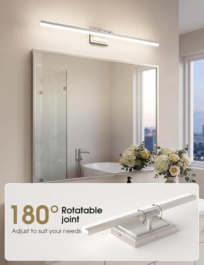 VOLISUN Modern Bathroom Vanity Light 39.4 inch, Rotatable, 34W Dimmable 5CCT Led Bathroom Light Fixture Over Mirror, Brushed Nickel Bar Vanity Light for Bathrooms Mirror Restroom-ETL Certificated