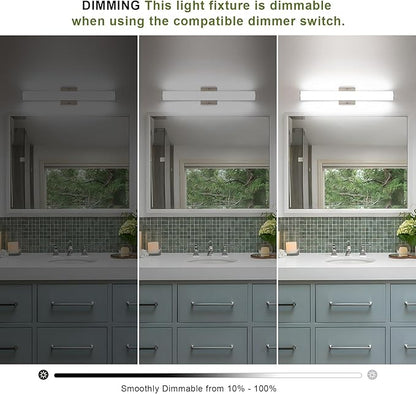 Brushed Nickel Vanity Lights 24 Inch 24W Bathroom Light Fixture LED Bathroom Vanity Lights Over Mirror Vanity Lighting Fixtures, Wall Light Fixtures, Daylight 5500K