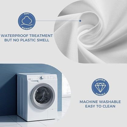 downluxe Waterproof Fabric Shower Curtain Liner, Soft Cloth Shower Liner with Magnets, Machine Washable & Hotel Quality Bathroom Curtain, 72" W x 66" L, White