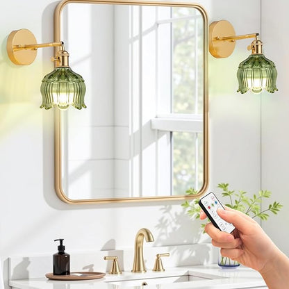 Vintage Battery Operated Wall Sconces, Sconces Wall Decor Set of 2 CCT Dimmable Recharging Wireless Wall Lights with Remote Control for Bedroom Living Room Bathroom Hallway Vanity Coffee Bar