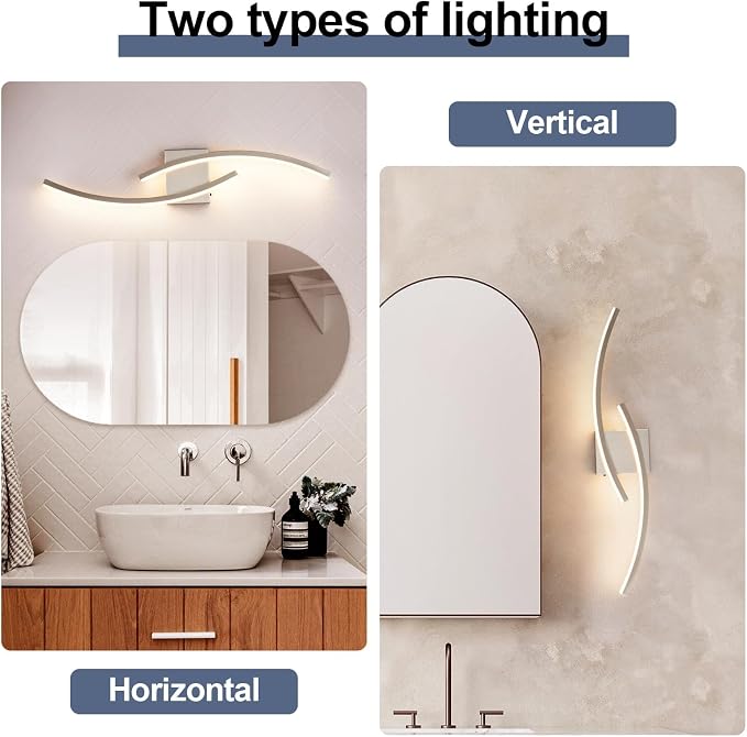 31.5 inch Modern Bathroom Vanity Light Brushed Nickel Lights Fixtures Dimmable 5CCT Led Bathroom Light Fixture Over Mirror Modern Wall lamp for Cabinet Hallway