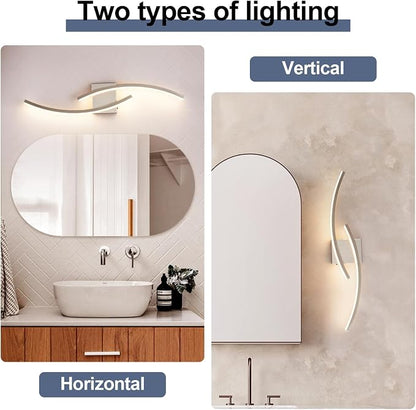 31.5 inch Modern Bathroom Vanity Light Brushed Nickel Lights Fixtures Dimmable 5CCT Led Bathroom Light Fixture Over Mirror Modern Wall lamp for Cabinet Hallway