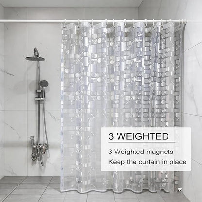 TIKABC Shower Curtain Liner, 4G PEVA Shower Liner, Plastic Peva Waterproof Shower Curtains, 72x72 inch with Grommet Holes 3 Magnetic Weights