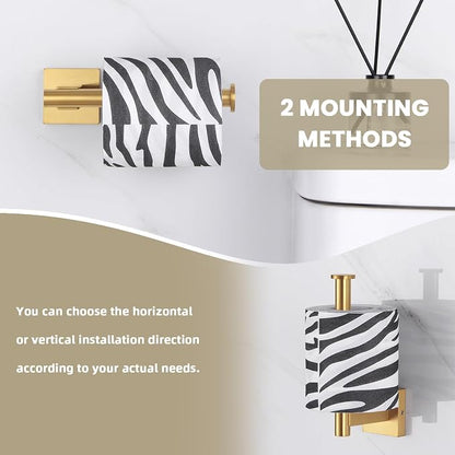 Suyar Brushed Gold Bathroom Accessories, Bathroom Hardware Set 4 Pieces | Include Robe Hook, Toilet Paper Holder, Hand Towel Holder, Towel Bar, SUS304 Stainless Steel, Wall Mounted