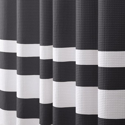 Dark Grey Shower Curtain Cotton Waffle Stripe Shower Curtains for Bathroom 72"x72"