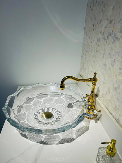 Transparent Glass Vessel Sink In washbasin sink | Vanity Countertop Sink with Pop Up Drain |WF-LA706