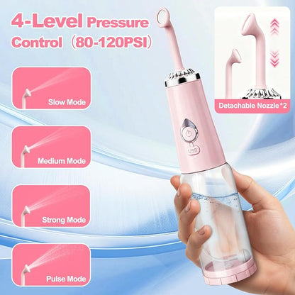 Portable Bidet for Travel - IPX7 Waterproof & 4 Spray Modes | 2 Quick‑Detachable Nozzles, Electric Handheld Bidet for Women, Compact Design for Home Travel Postpartum Personal Hygiene