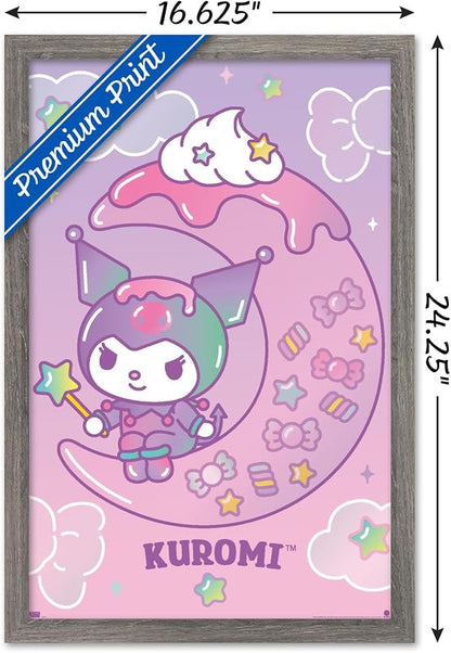 Trends International Hello Kitty and Friends: 24 Dreamland - Kuromi Wall Poster, 22.4L x 14.7W, Barnwood Framed Version