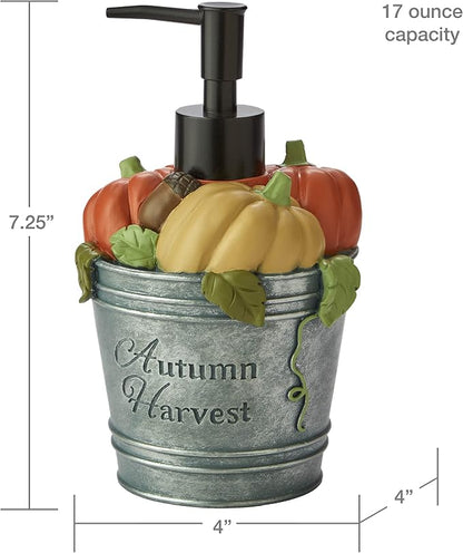 SKL Home Fall/Thanksgiving Harvest Bucket Soap/Lotion Dispenser, Multi | Can be used in the bathroom, kitchen, bar or any sink space.