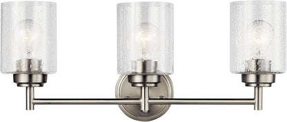Kichler Winslow 21.5" Vanity Light in Brushed Nickel, 3-Light Transitional Bathroom Light with Clear Seeded Glass. (21.5" W x 9.25" H), 45886NI