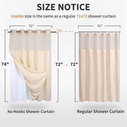 River Dream Heavyweight Waffle No Hook Shower Curtain with Liner,Pink,71x74 | Dotted Waffle,Snap-in Liner,Heavy Duty,Quick Dry,Mesh Top Window,With Bottom Magnets,Hotel-Grade,Washable,Standard Size
