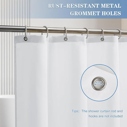 Nasitos Hotel Fabric Shower Curtain Liners 6 Pack - W72 x H72 - Water Resistant Lightweight Cloth Shower Liner for Bathroom, Machine Washable, Standard Size (White, Magnets Included)