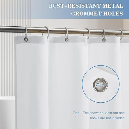 Nasitos Fabric Shower Curtain Liners 2 Pack - W72 x H72 - Washable & Water Resistant Lightweight Cloth Shower Liners for Bathroom, Soft Hotel Quality, Standard Size (White, 4 Magnets Included)