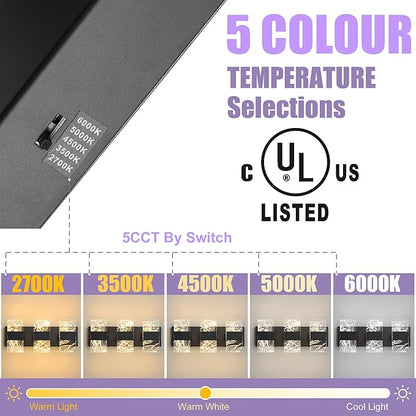 Modern LED Bathroom Light Fixtures Dimmable 3-Light Black Vanity Light, 5CCT Adjustable Lighting Fixture Vanity Lights Over Mirror, Smoked Acrylic LED Vanity Lights for Bathroom