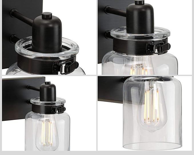 Progress Lighting P300045-020 Calhoun Collection Clear Glass Farmhouse Bath Vanity Light, 1 Light, Antique Bronze