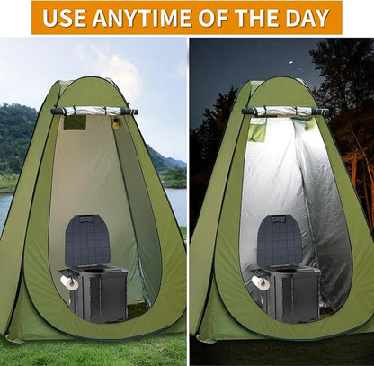 Portable Toilet Kit, Larger Size Portable Camping Toilet with Pop-Up Privacy Enlarged Tent and Poo Gel Toilet Bags, Width of 4.93 Feet Tent Washable Outdoor Showers Changing Rooms