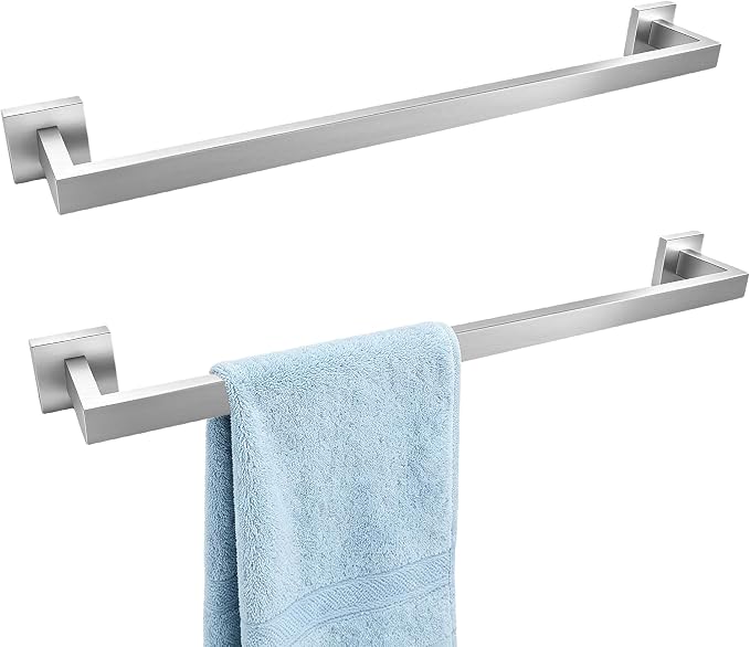 Brushed Nickel Bathroom Hardware Set, 24 Inch Towel Bar Set for Bathroom | 2 Pack 24 Inch Bathroom Towel Bar, Modern Design, SUS304 Stainless Steel Premium Material, Wide Drying Space Towel Rack