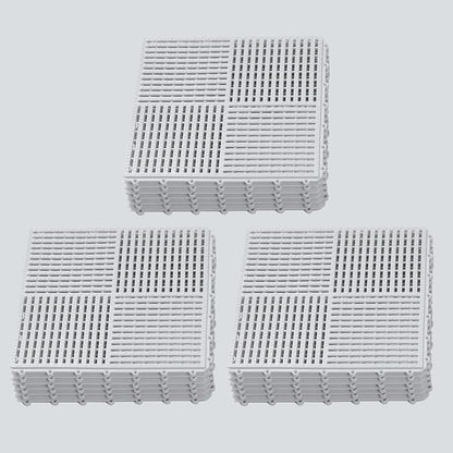 18 Pack Modular Interlocking Tiles Double Non-Slip 12"x12" White | 0.4" Thick with Drain Holes for Pool Deck Shower Garage Basement Boat Pet Area Wet Floors Easy Install