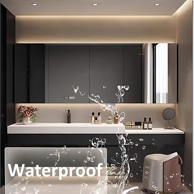 72" Bathroom Vanity with Sink, Modern Floating Bathroom Vanity, with Smart LED Defog Mirror, Plywood Storage Mirror Cabinet Soft Closing, Display Time, Fully Pre-Assembled, with Dressing Table