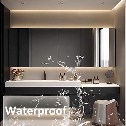 72" Bathroom Vanity with Sink, Modern Floating Bathroom Vanity, with Smart LED Defog Mirror, Plywood Storage Mirror Cabinet Soft Closing, Display Time, Fully Pre-Assembled, with Dressing Table