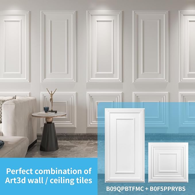 Art3d Drop Ceiling Tiles, 24x48in. White (24-Pack) | Lightweight, Waterproof, No Sag and Breakage, Compatible with Grid System, Perfect for Basement, Kitchen