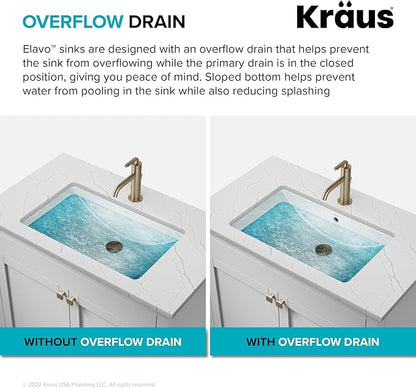KRAUS Elavo 19.25 in. Oval Porcelain Ceramic Undermount Bathroom Sink in White with Overflow Drain, KCU-272