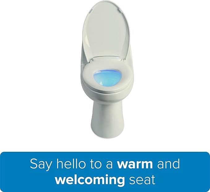 Brondell L60-EB LumaWarm Heated Nightlight Elongated Toilet Seat, Biscuit