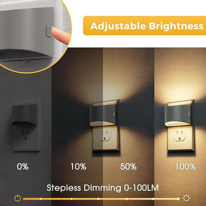 L LOHAS LED Night Lights Plug into Wall, Dimmable Night Light 2 Pack | Plug in Night Light with 3 Level Brightness, 3000K Soft White, Cement Gray Housing