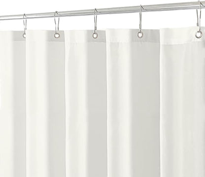 Biscaynebay Extra Long Fabric Shower Curtain Liner 72 Inch Width by 84 Inch Length, Ivory Water Resistant Bathroom Curtain, Rust Resistant Grommets Top Machine Washable