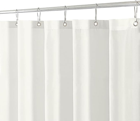 Biscaynebay Extra Long Fabric Shower Curtain Liner 72 Inch Width by 84 Inch Length, Ivory Water Resistant Bathroom Curtain, Rust Resistant Grommets Top Machine Washable