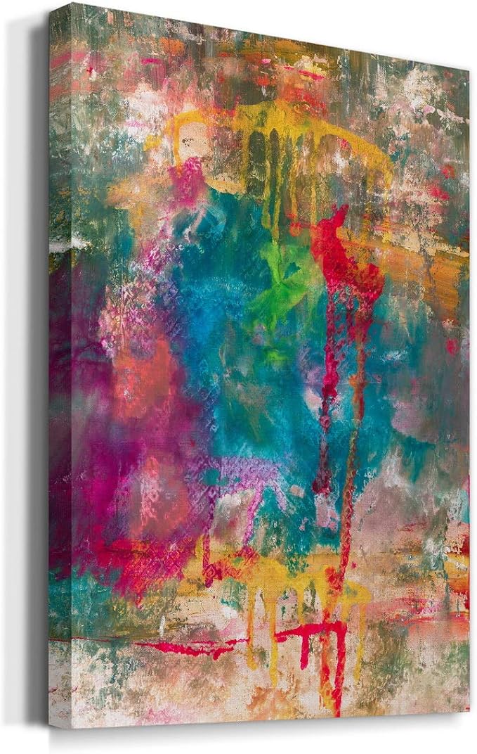 Renditions Gallery Canvas Abstract Wall Art Paintings for Wall Decorations Colorful Paint Splash Modern Canvas Wall Hanging Artwork for Bedroom Living Room Office Kitchen - 18"x27" LT02