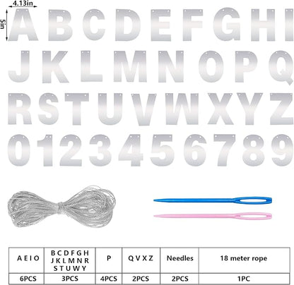 DIY Banner Kit with Letters Bright Silver Customizable Birthday Banners Graduation Banner Custom Party Hanging Banners for Graduation Wedding Party Baby Shower Decoration (Bright Silver)