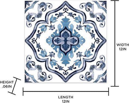 FloorPops FP3932 Marrakesh Peel & Stick Floor Tiles, Blue