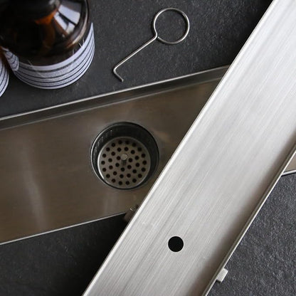 32 Inch Linear Shower Drain with Tile Insert Grate, Brushed | 304 Stainless Steel, Rectangle Tile Floor Drain for Bathroom, with Hair Strainer, Adjustable Feet, cUPC Certified