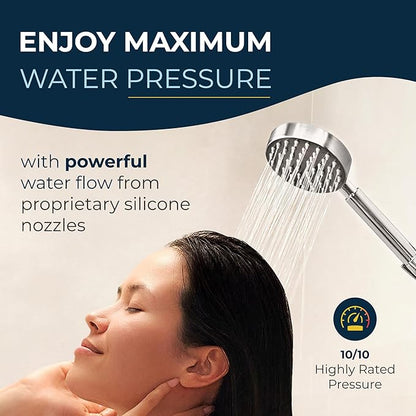 HammerHead Showers® Solid Metal LOW FLOW Handheld Shower Head with Hose and Brass Holder - CHROME – Water Saving 1.75 GPM Detachable Shower Head - Adjustable Shower Wand Bracket & 6ft Hose