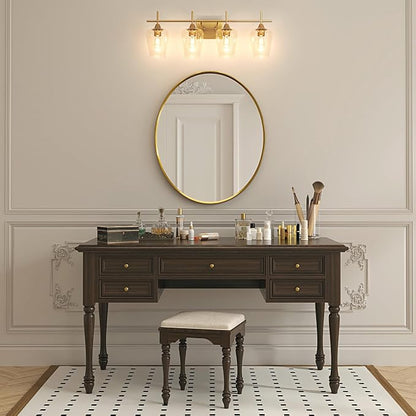 VONLUCE 4 Light Bathroom Vanity Light Fixture,Brushed Gold | Wine Glass Shades, E26 Sockets, Easy to install, Vanity Lights for Bathroom Bedroom Hallway Living Room