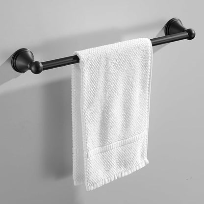 Sagetta Bathroom Hardware Set, 5-Piece Bath Accessories Set Matte Black Wall Mount Includes 24 in Towel Bar, 16 in Towel Bar, Towel Ring, TP Holder