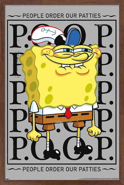 Trends International Nickelodeon Spongebob - P.O.O.P. Wall Poster, 22.4L x 14.7W, Mahogany Framed Version