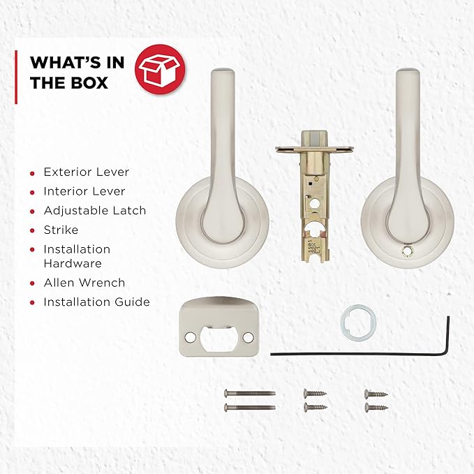 Kwikset Henley Interior Passage Door Handle, Lever For Closet and Hallway Doors, Reversible Non-Locking Handle Lever, Satin Nickel, with Microban Protection