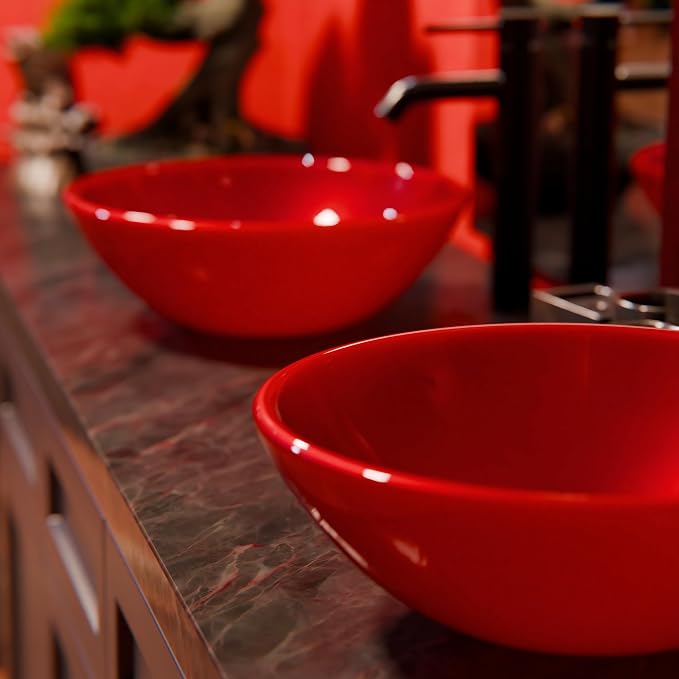 ROSSO Glass Vessel Bathroom Sink, TIG-8305