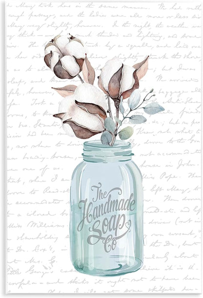 'Handmade Soap Jar & Cotton Flower'| Wall Plaque Art | Stupell Industries | 10 x 15 Inches, Easy to Hang and Sturdy, Made in USA, by Lettered and Lined
