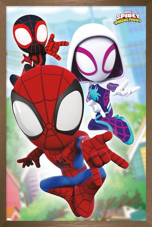 Trends International Marvel Spidey and His Amazing Friends - Webs Wall Poster, 22.37" x 34.00", Bronze Framed Version