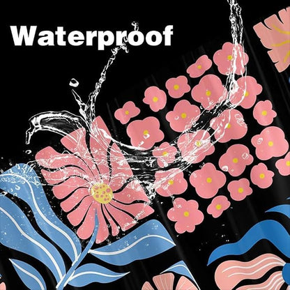 JAWO Pink Turquoise Shower Curtain for Bathroom, Retro Boho Floral Bathroom Curtain Decor, Vintage Abstract Botanical Geometric Groovy Aesthetic Pattern Shower Curtain Sets with 12 Hooks,60X70IN