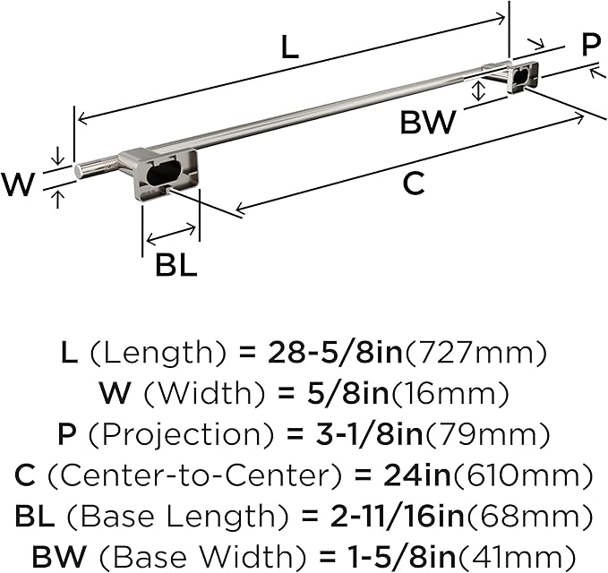 Amerock Bronx Polished Nickel 24 inch (610mm) Towel Bar, BH26615PN