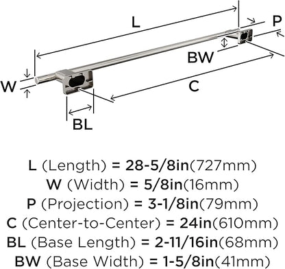 Amerock Bronx Polished Nickel 24 inch (610mm) Towel Bar, BH26615PN