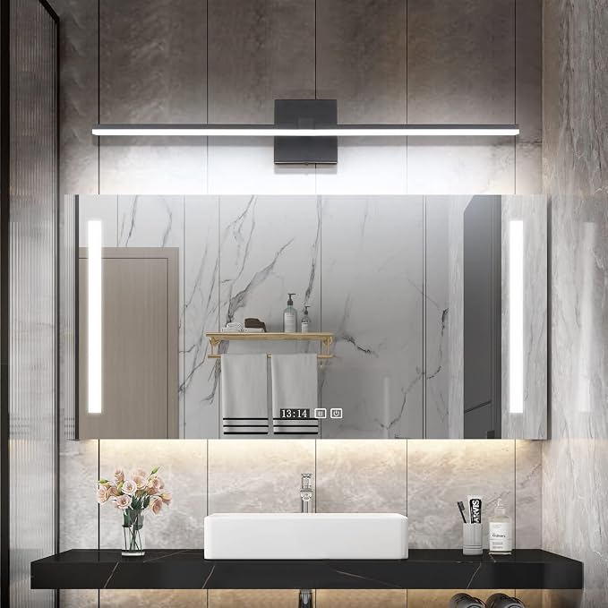 Modern Vanity Lights for Bathroom - 30 inch LED Bathroom Lights Over Mirror Black Light Fixture Bath Room 6000K Cool White